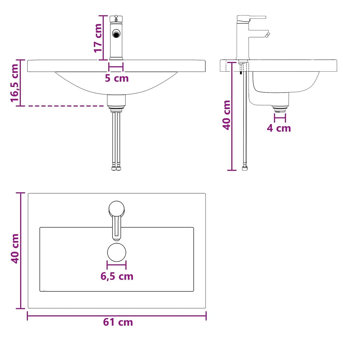 Badezimmermöbel-Set Weiß 56 x 37,5 x 81 cm Holzwerkstoff