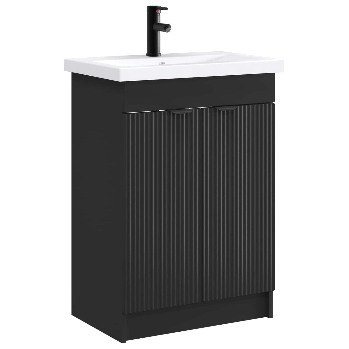 Badezimmermöbel-Set Schwarz 56 x 37,5 x 81 cm Holzwerkstoff