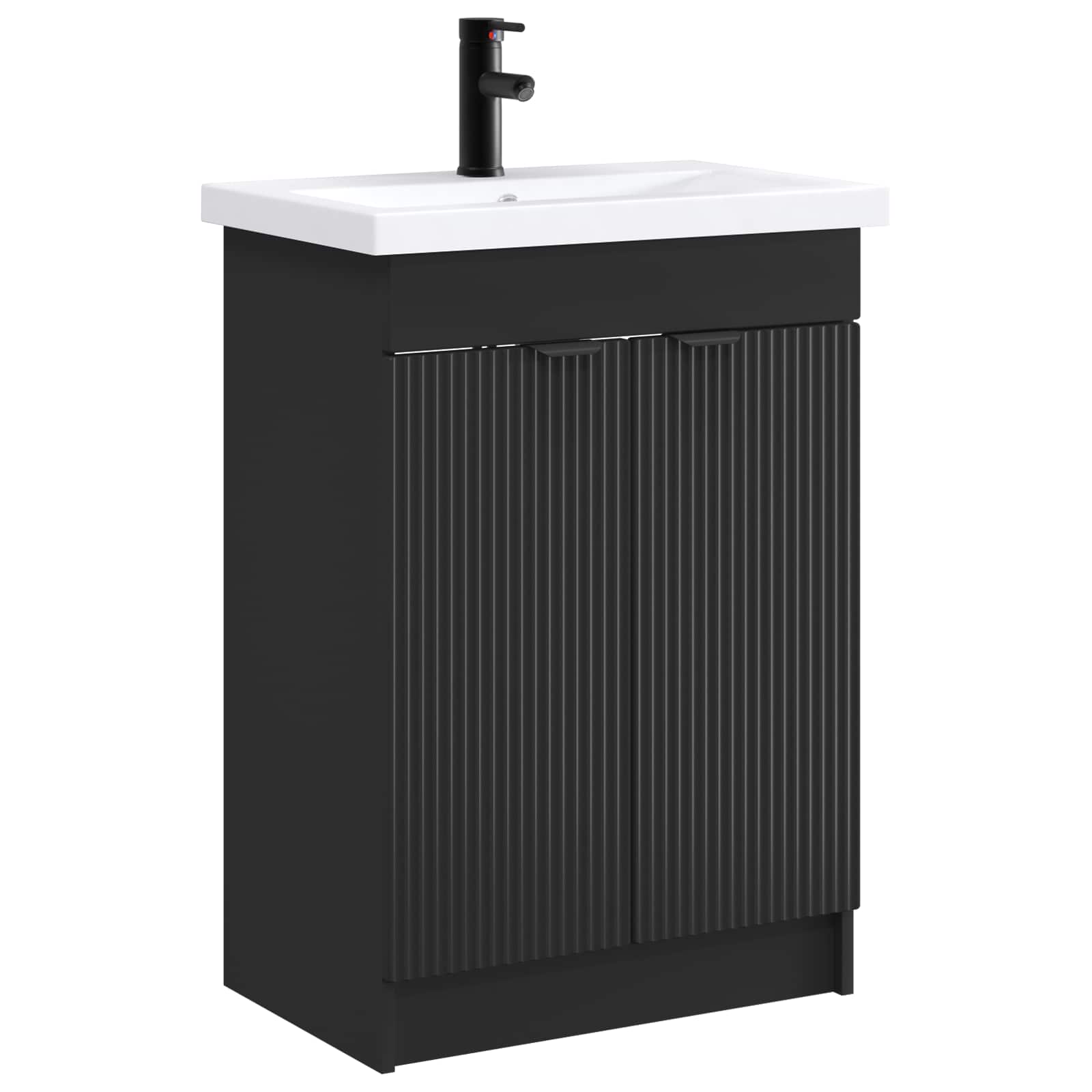 Badezimmermöbel-Set Schwarz 56 x 37,5 x 81 cm Holzwerkstoff