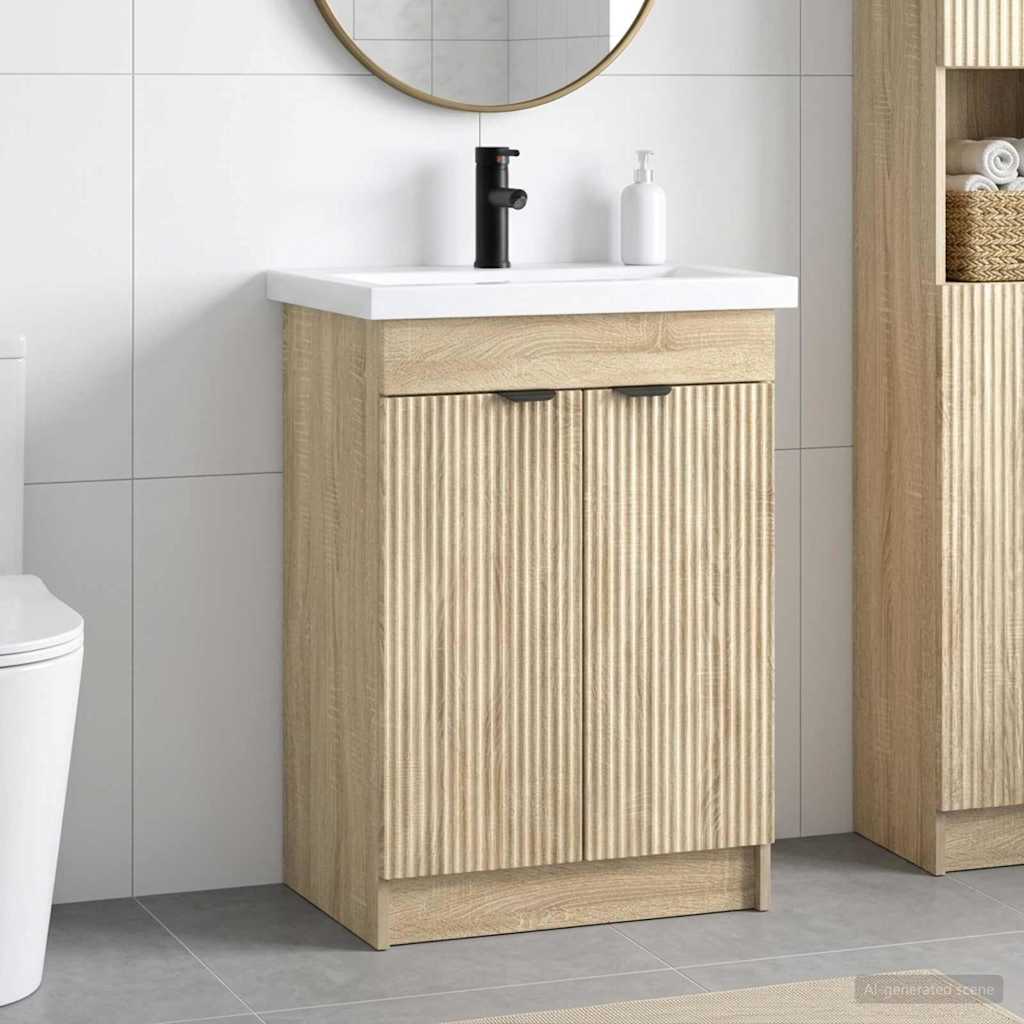 Badezimmermöbel-Set Sonoma-Eiche 56 x 37,5 x 81 cm
