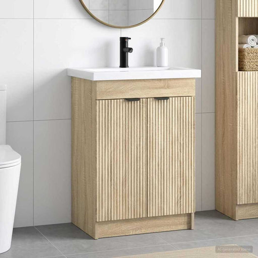 Badezimmermöbel-Set Sonoma-Eiche 56 x 37,5 x 81 cm