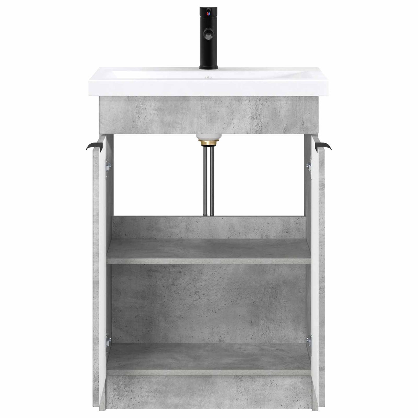 Badezimmermöbel-Set Betongrau 56 x 37,5 x 81 cm Holzwerkstoff