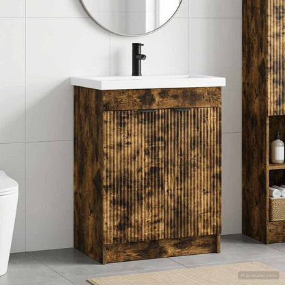 Badezimmermöbel-Set Geräucherte Eiche 56 x 37,5 x 81 cm