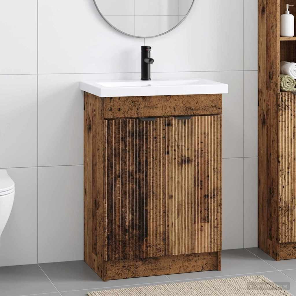 Badezimmermöbel-Set Altholz 56 x 37,5 x 81 cm Holzwerkstoff