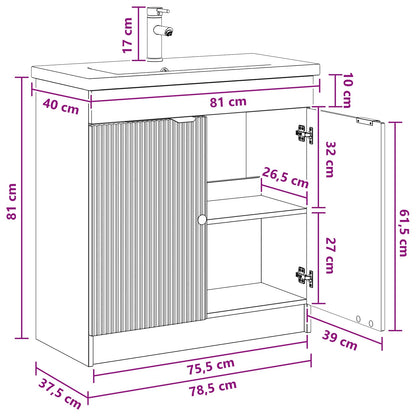 Badezimmermöbel-Set Schwarz 78,5 x 37,5 x 81 cm Holzwerkstoff