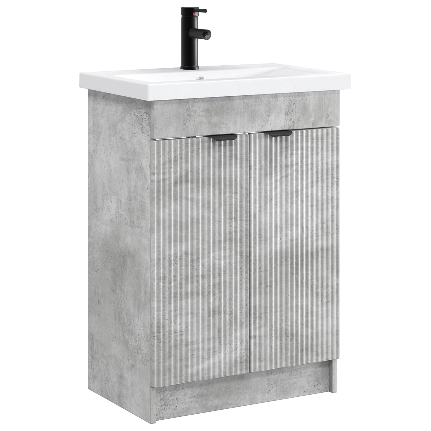 Badezimmermöbel-Set Betongrau 78,5 x 37,5 x 81 cm Holzwerkstoff