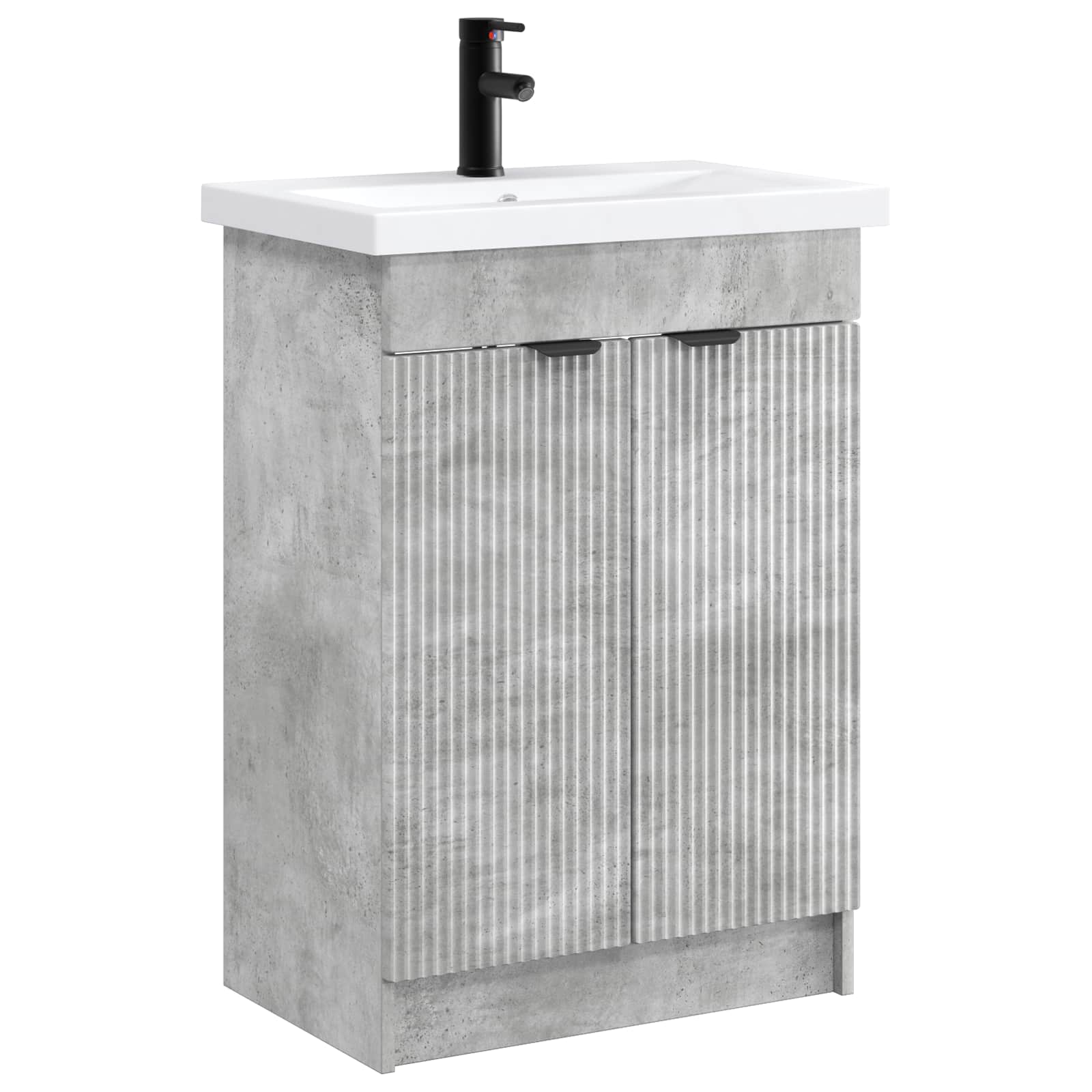 Badezimmermöbel-Set Betongrau 78,5 x 37,5 x 81 cm Holzwerkstoff
