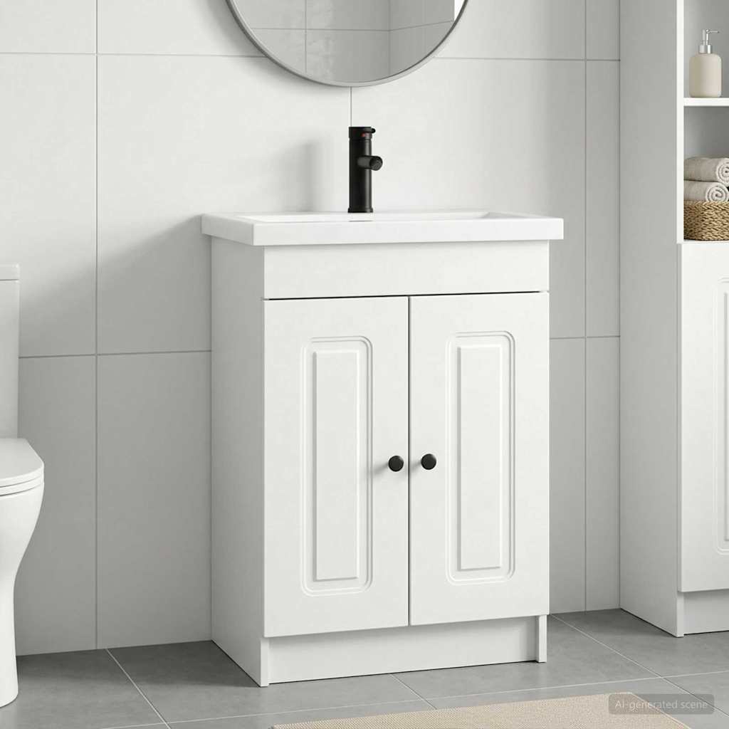Badezimmermöbel-Set Weiß 56 x 37,5 x 81 cm Holzwerkstoff