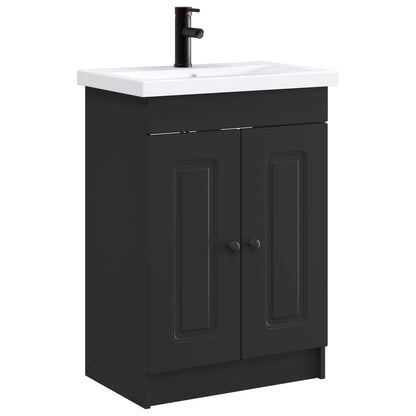Badezimmermöbel-Set Schwarz 56 x 37,5 x 81 cm Holzwerkstoff