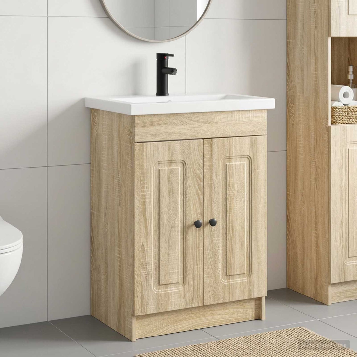 Badezimmermöbel-Set Sonoma-Eiche 56 x 37,5 x 81 cm