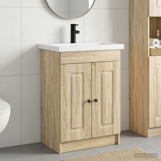 Badezimmermöbel-Set Sonoma-Eiche 56 x 37,5 x 81 cm
