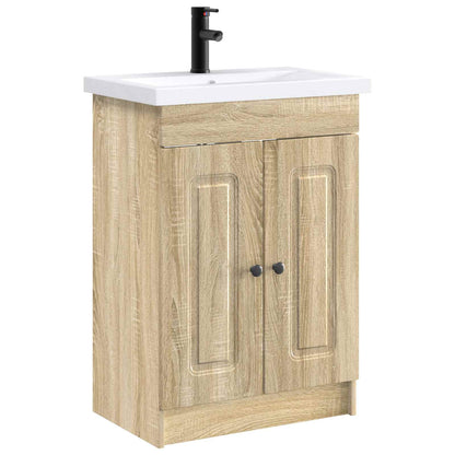 Badezimmermöbel-Set Sonoma-Eiche 56 x 37,5 x 81 cm