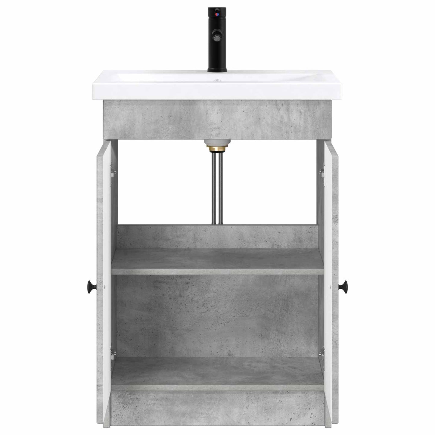 Badezimmermöbel-Set Betongrau 56 x 37,5 x 81 cm Holzwerkstoff