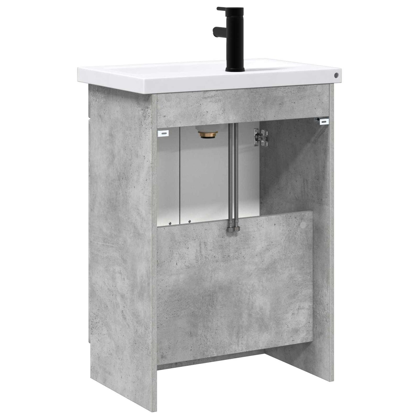 Badezimmermöbel-Set Betongrau 56 x 37,5 x 81 cm Holzwerkstoff