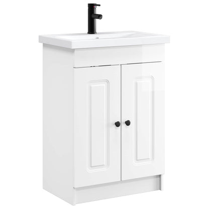 Badezimmermöbel-Set Hochglanz Weiß 56 x 37,5 x 81 cm
