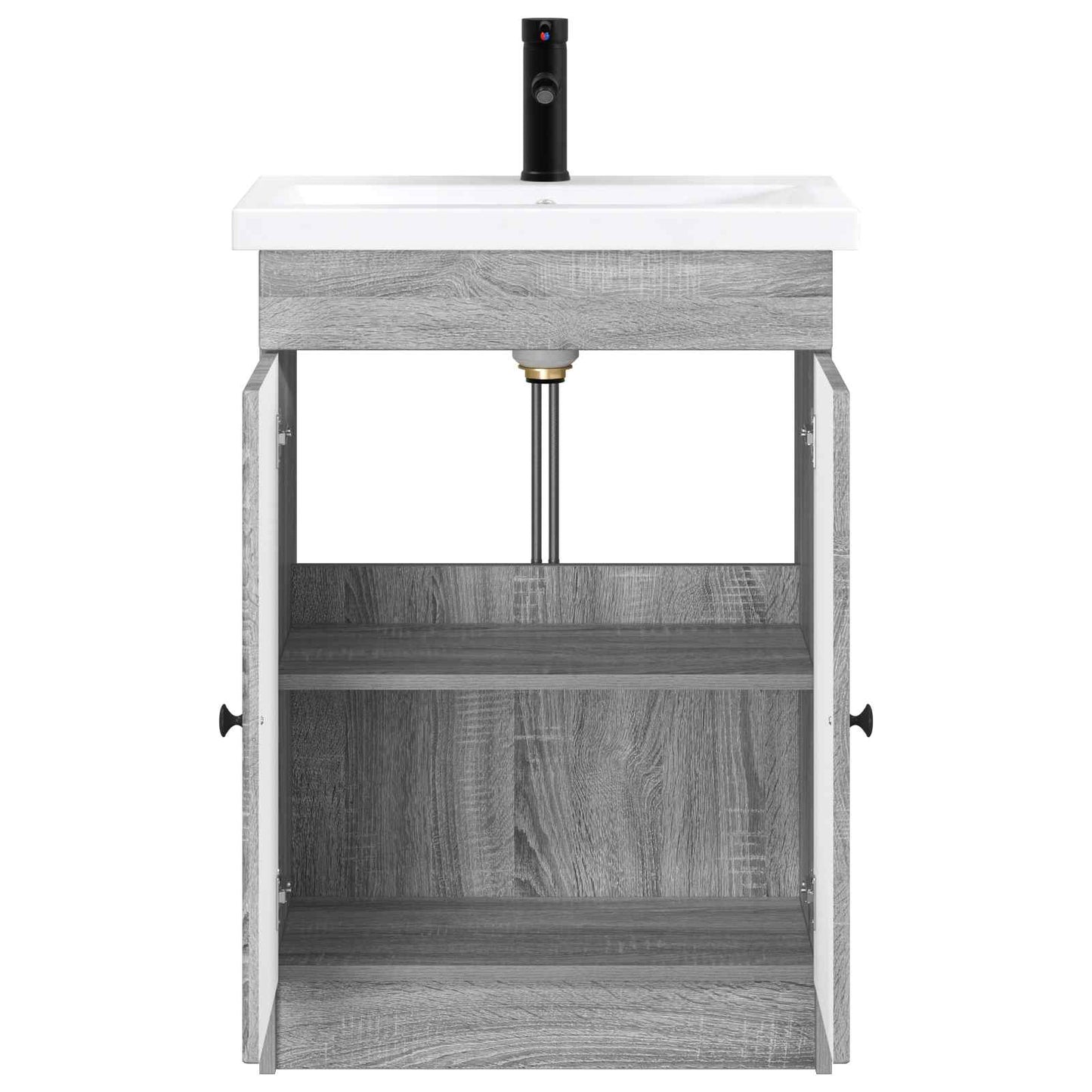 Badezimmermöbel-Set Grau Sonoma 56 x 37,5 x 81 cm Holzwerkstoff