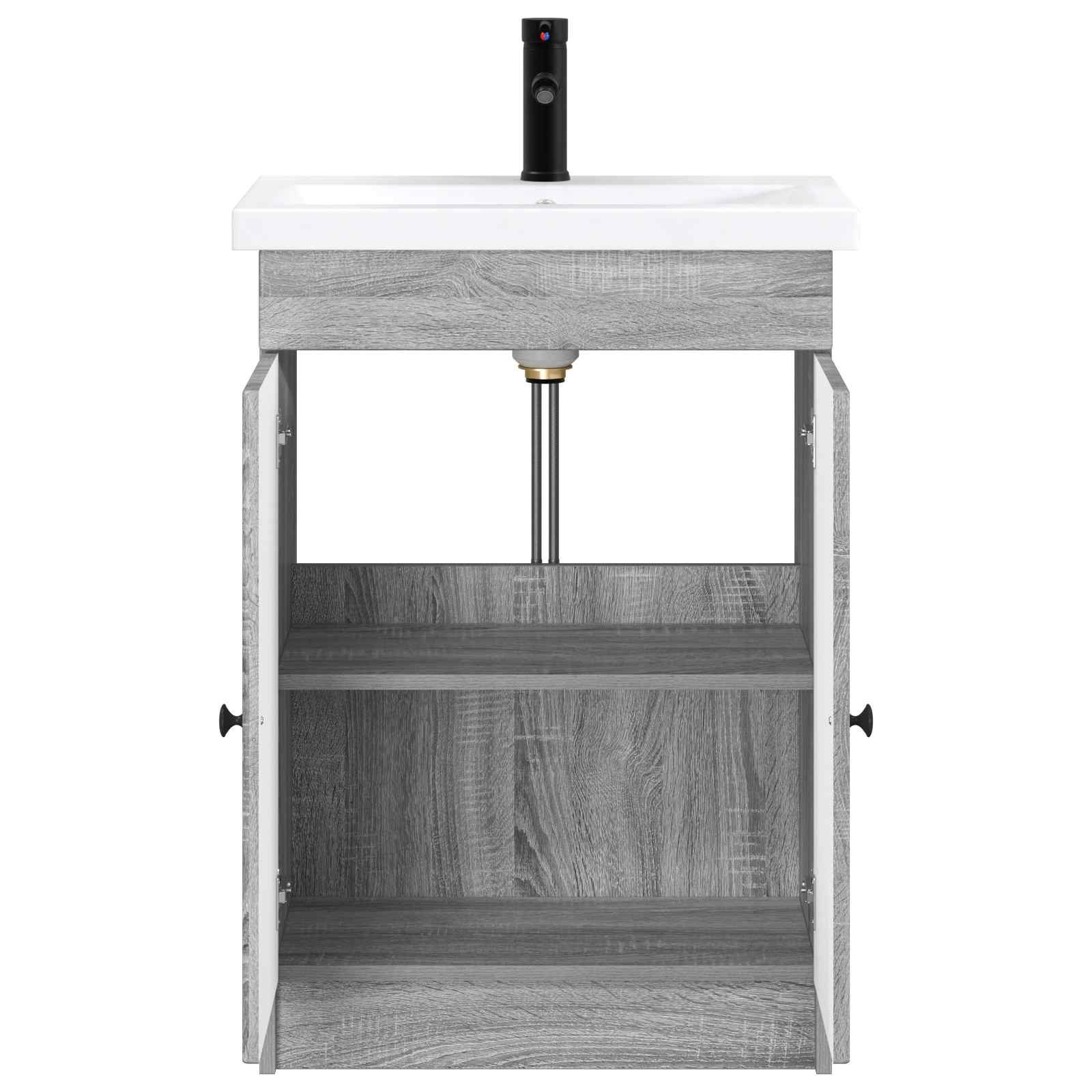 Badezimmermöbel-Set Grau Sonoma 56 x 37,5 x 81 cm Holzwerkstoff