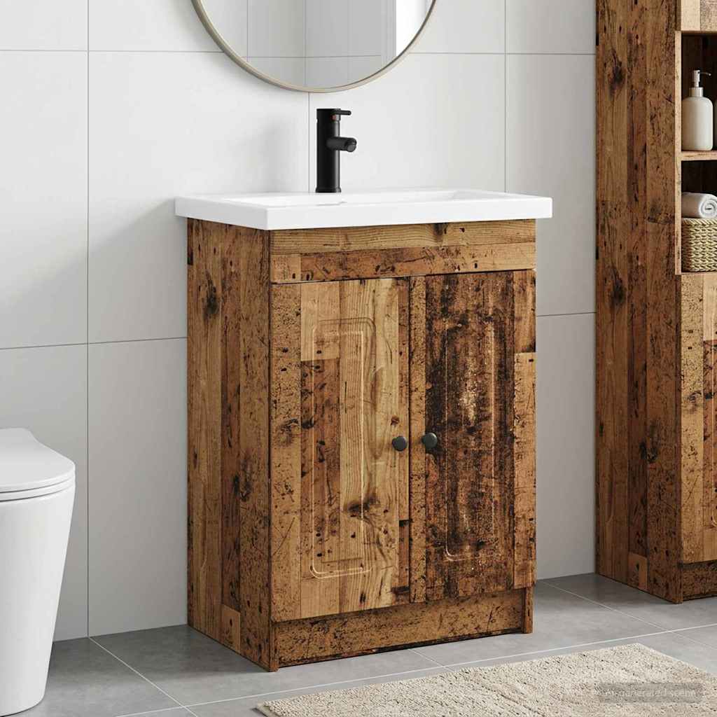 Badezimmermöbel-Set Altholz 56 x 37,5 x 81 cm Holzwerkstoff