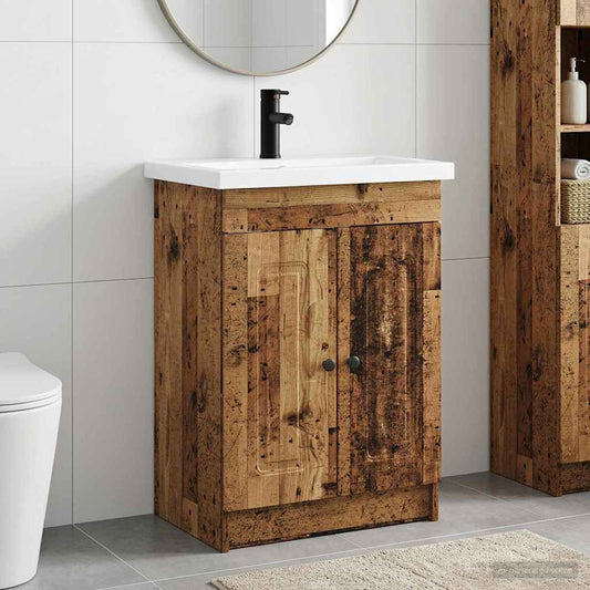 Badezimmermöbel-Set Altholz 56 x 37,5 x 81 cm Holzwerkstoff