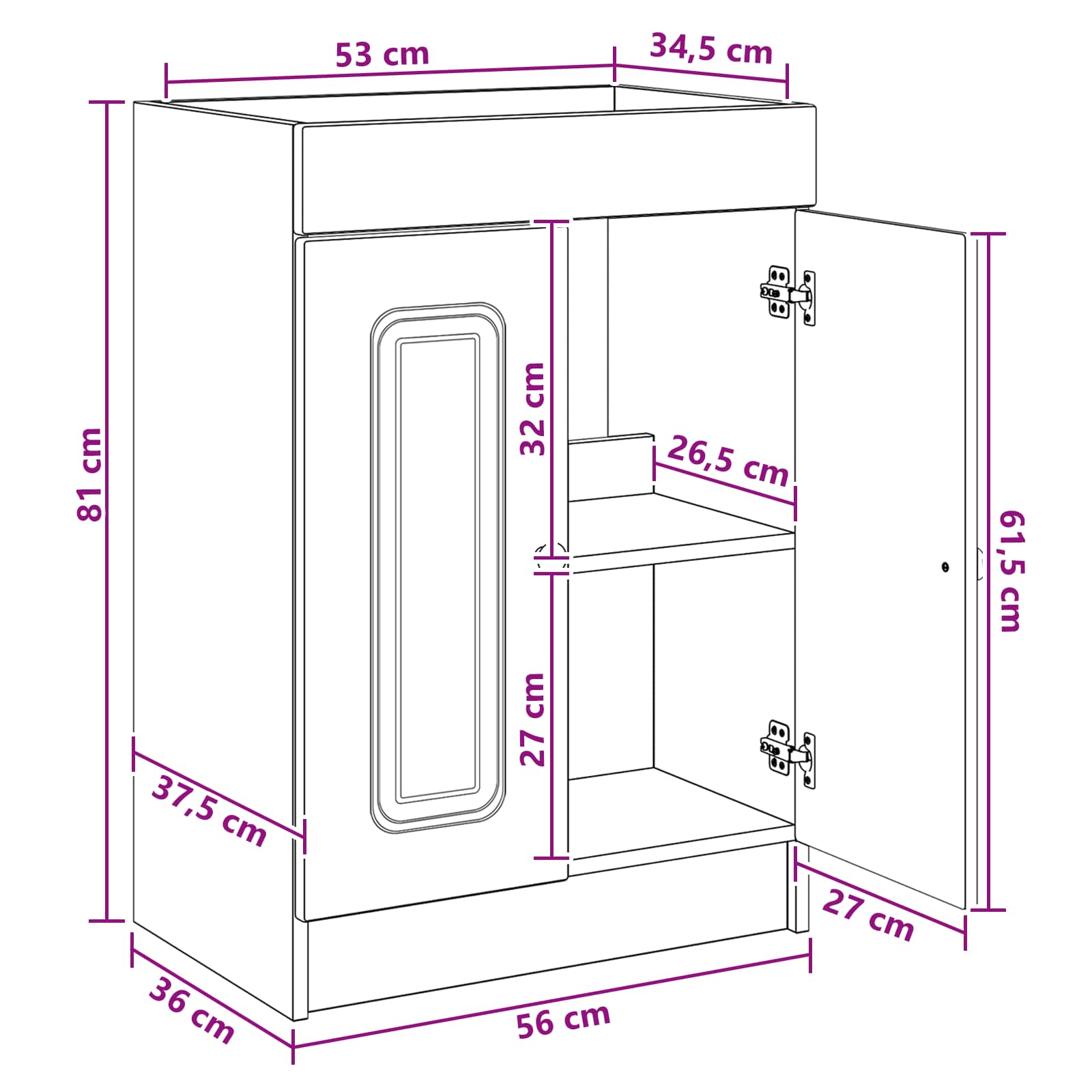 Badezimmermöbel-Set Artisan-Eiche 56 x 37,5 x 81 cm
