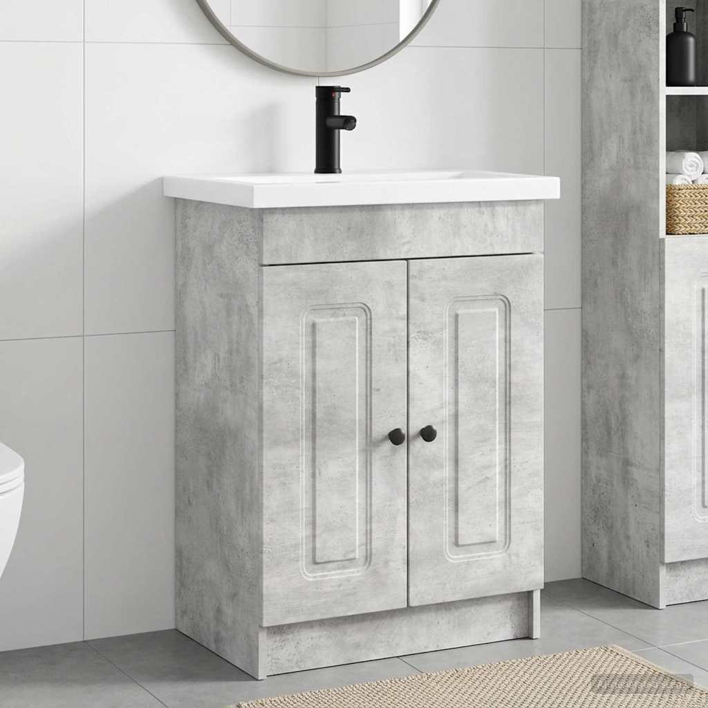 Badezimmermöbel-Set Betongrau 78,5 x 37,5 x 81 cm Holzwerkstoff