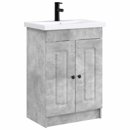 Badezimmermöbel-Set Betongrau 78,5 x 37,5 x 81 cm Holzwerkstoff