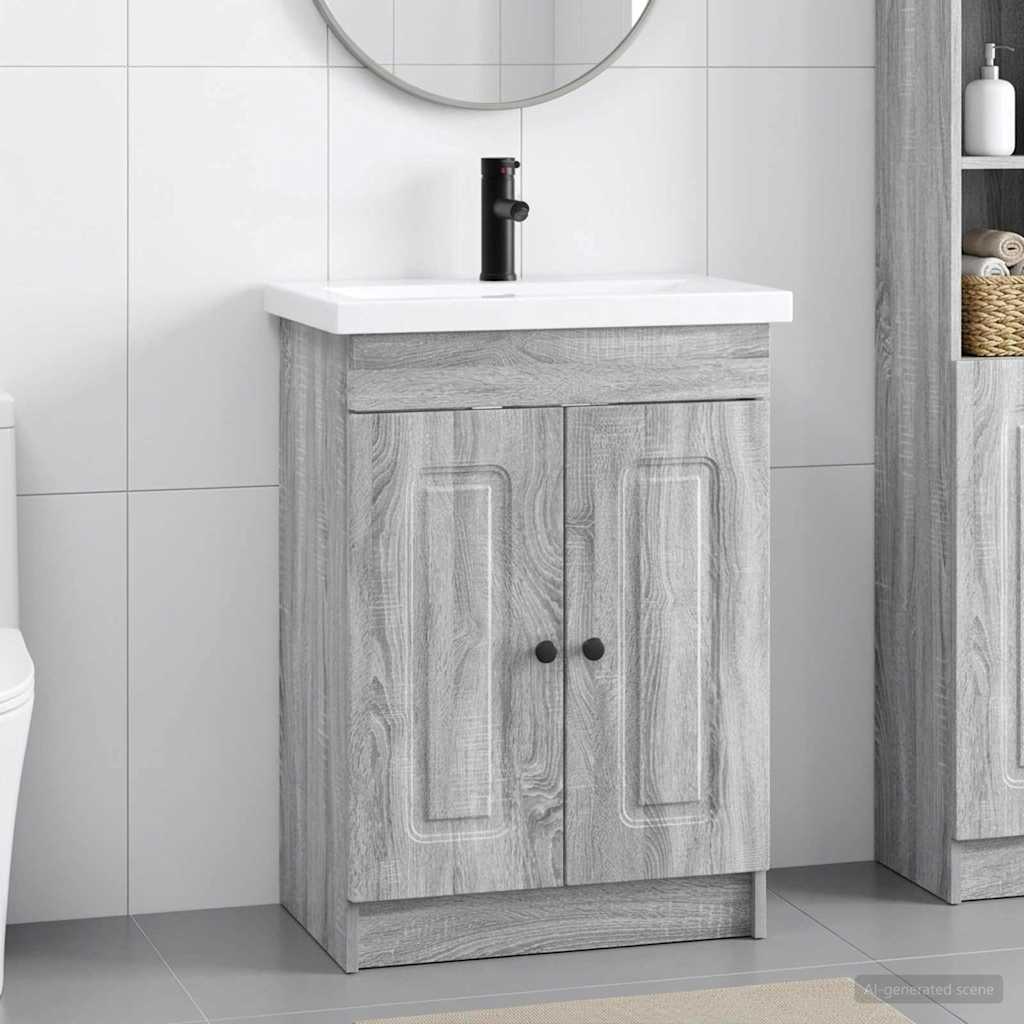 Badezimmermöbel-Set Grau Sonoma 78,5 x 37,5 x 81 cm