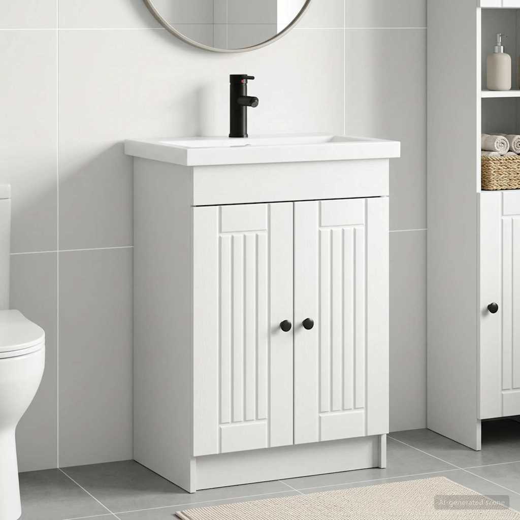 Badezimmermöbel-Set Weiß 56 x 37,5 x 81 cm Holzwerkstoff