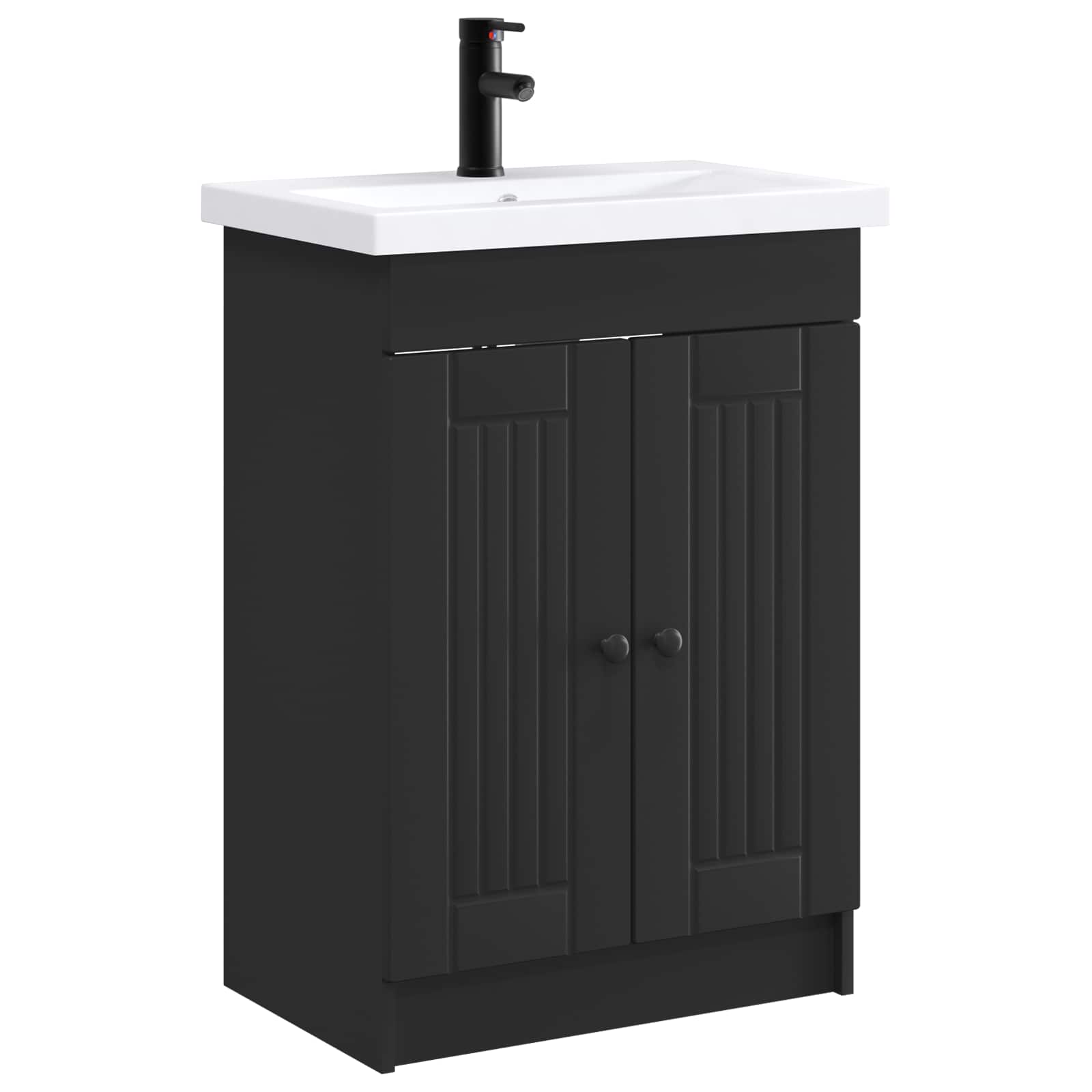 Badezimmermöbel-Set Schwarz 56 x 37,5 x 81 cm Holzwerkstoff