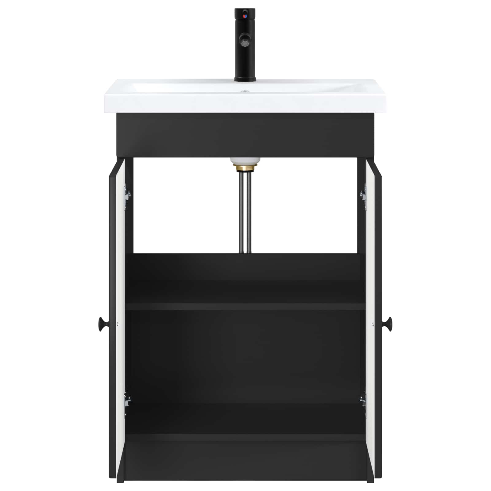 Badezimmermöbel-Set Schwarz 56 x 37,5 x 81 cm Holzwerkstoff