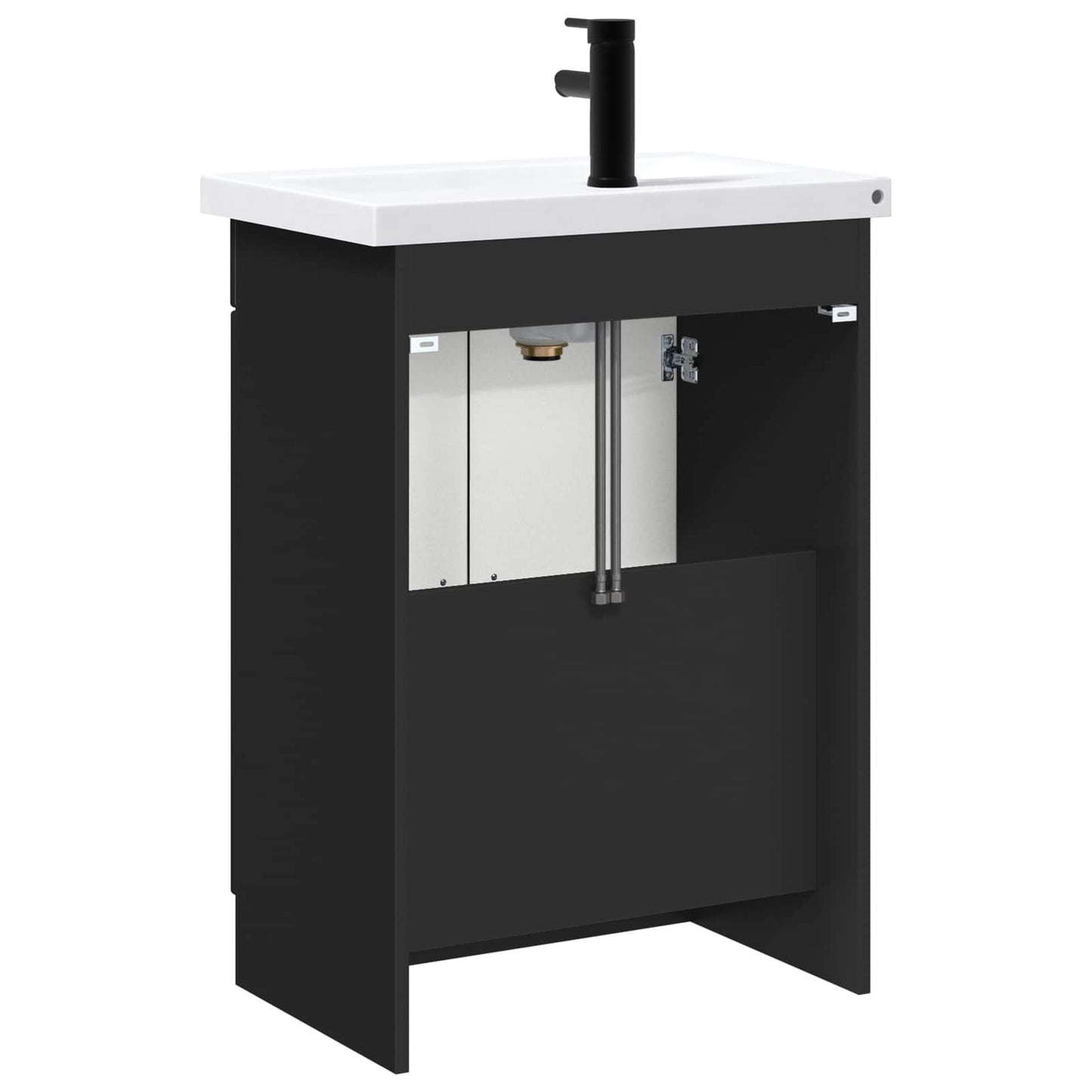 Badezimmermöbel-Set Schwarz 56 x 37,5 x 81 cm Holzwerkstoff