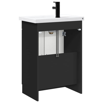 Badezimmermöbel-Set Schwarz 56 x 37,5 x 81 cm Holzwerkstoff