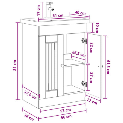 Badezimmermöbel-Set Schwarz 56 x 37,5 x 81 cm Holzwerkstoff
