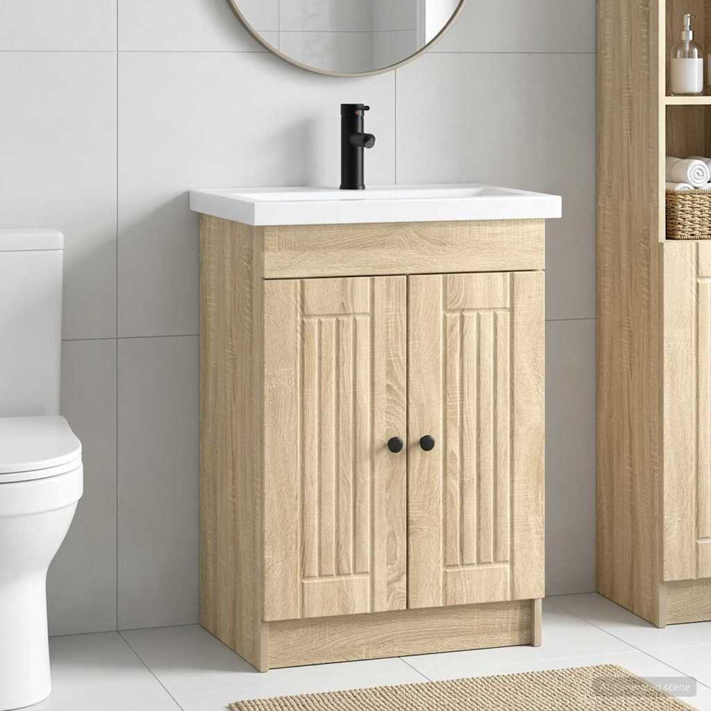 Badezimmermöbel-Set Sonoma-Eiche 56 x 37,5 x 81 cm