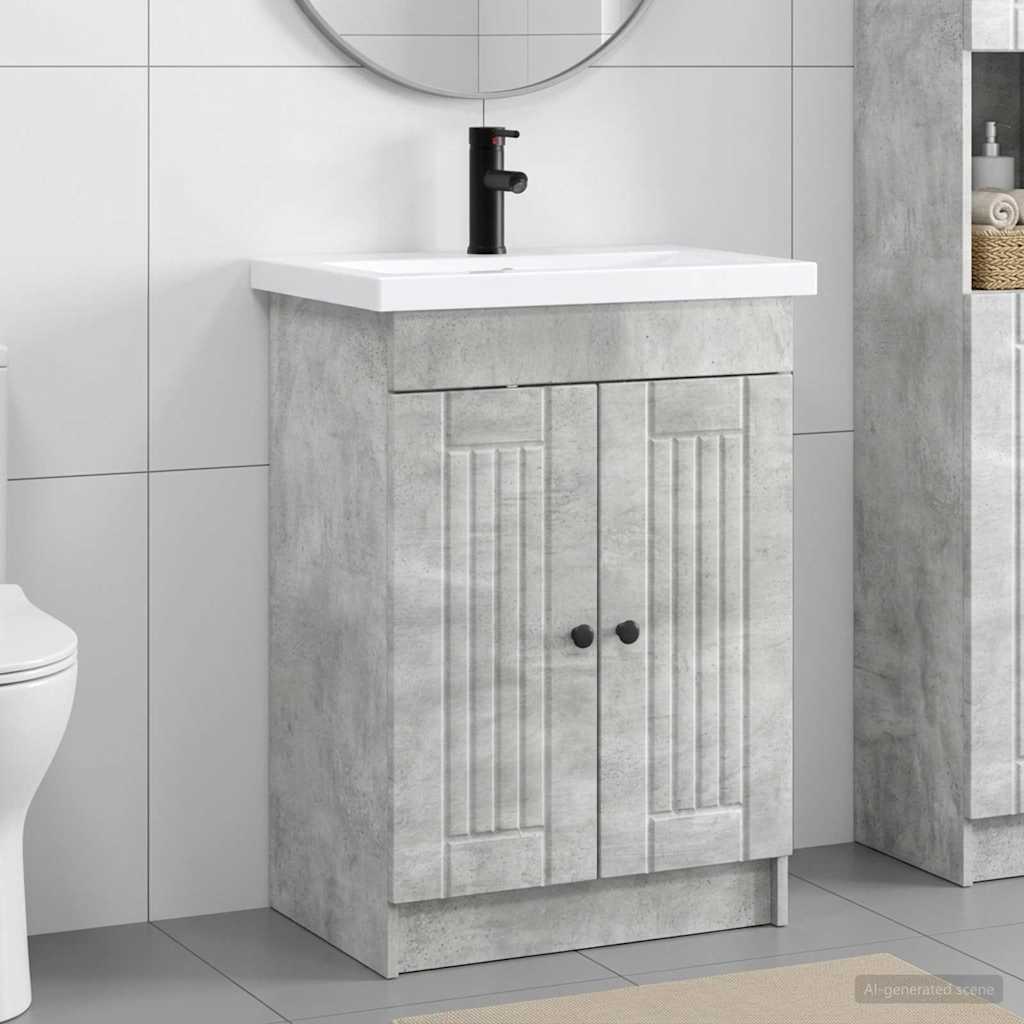 Badezimmermöbel-Set Betongrau 56 x 37,5 x 81 cm Holzwerkstoff