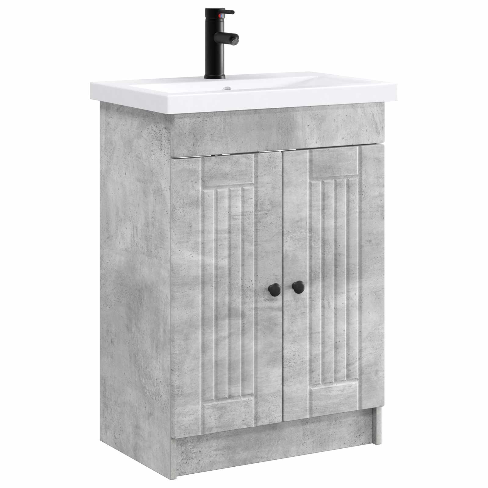 Badezimmermöbel-Set Betongrau 56 x 37,5 x 81 cm Holzwerkstoff