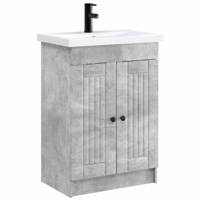 Badezimmermöbel-Set Betongrau 56 x 37,5 x 81 cm Holzwerkstoff