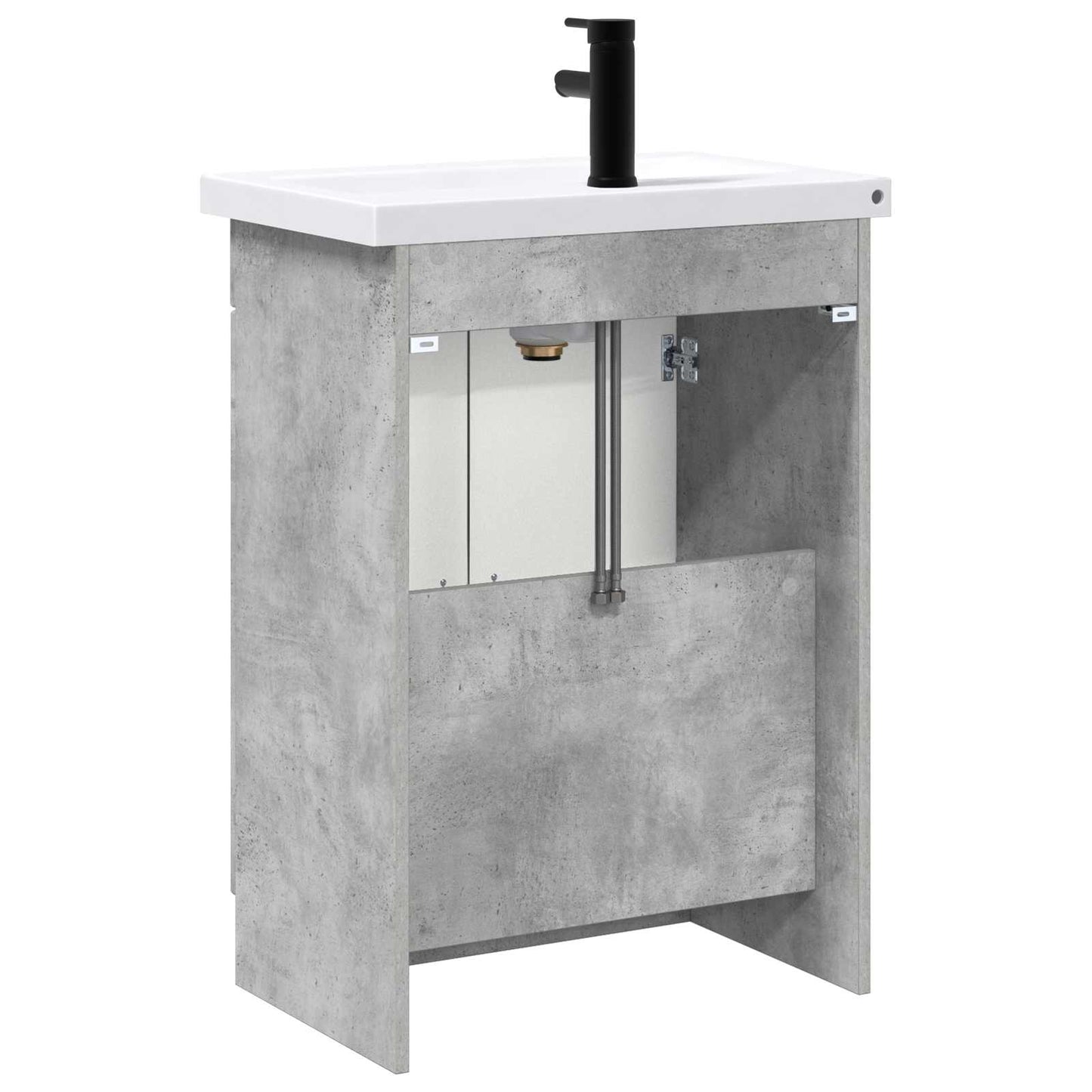 Badezimmermöbel-Set Betongrau 56 x 37,5 x 81 cm Holzwerkstoff