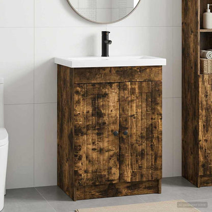 Badezimmermöbel-Set Geräucherte Eiche 56 x 37,5 x 81 cm