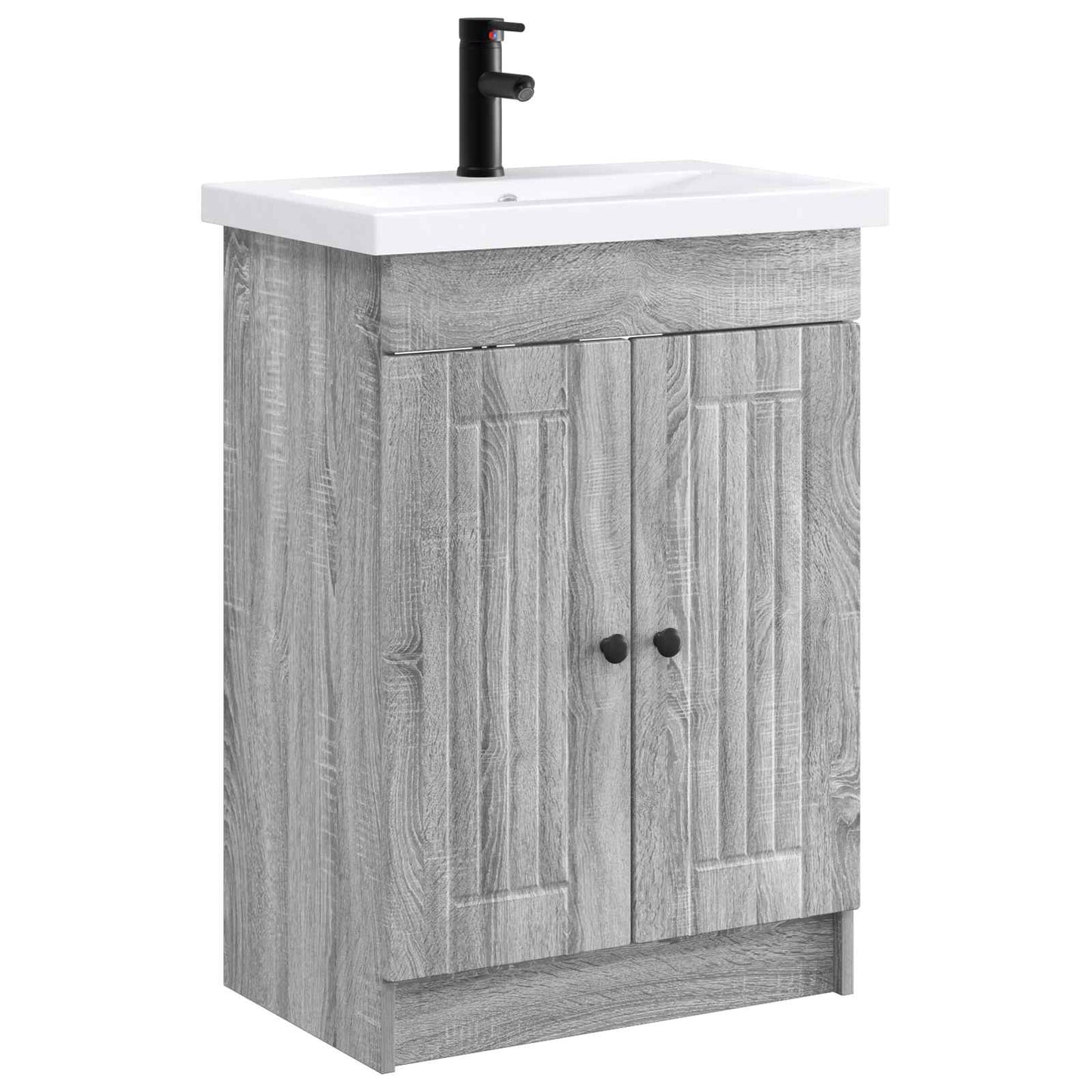 Badezimmermöbel-Set Grau Sonoma 56 x 37,5 x 81 cm Holzwerkstoff