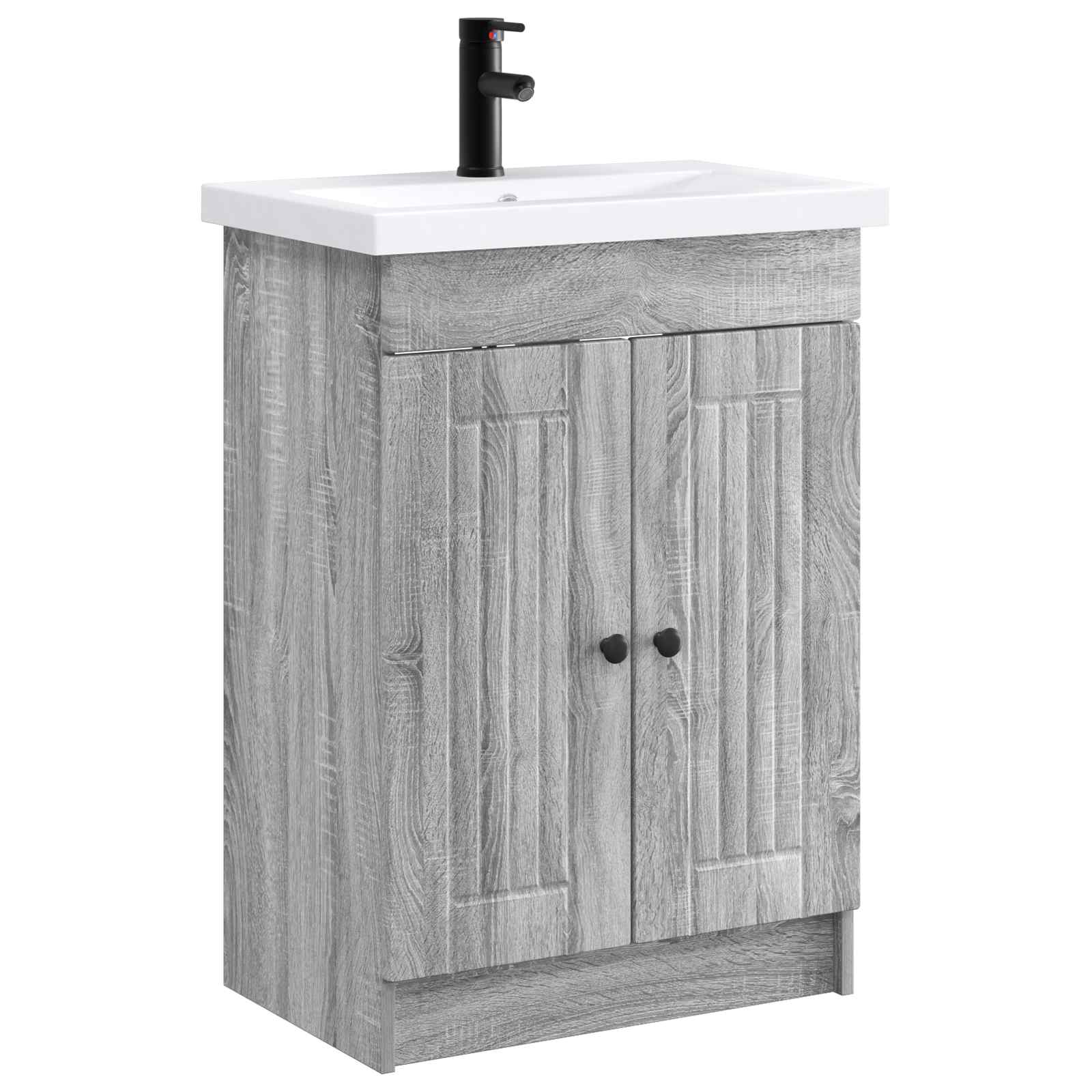 Badezimmermöbel-Set Grau Sonoma 56 x 37,5 x 81 cm Holzwerkstoff