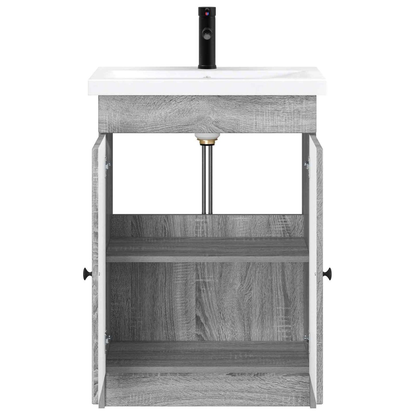 Badezimmermöbel-Set Grau Sonoma 56 x 37,5 x 81 cm Holzwerkstoff