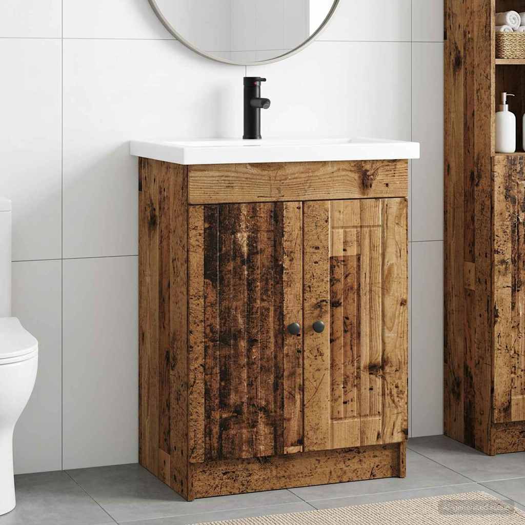Badezimmermöbel-Set Altholz 56 x 37,5 x 81 cm Holzwerkstoff