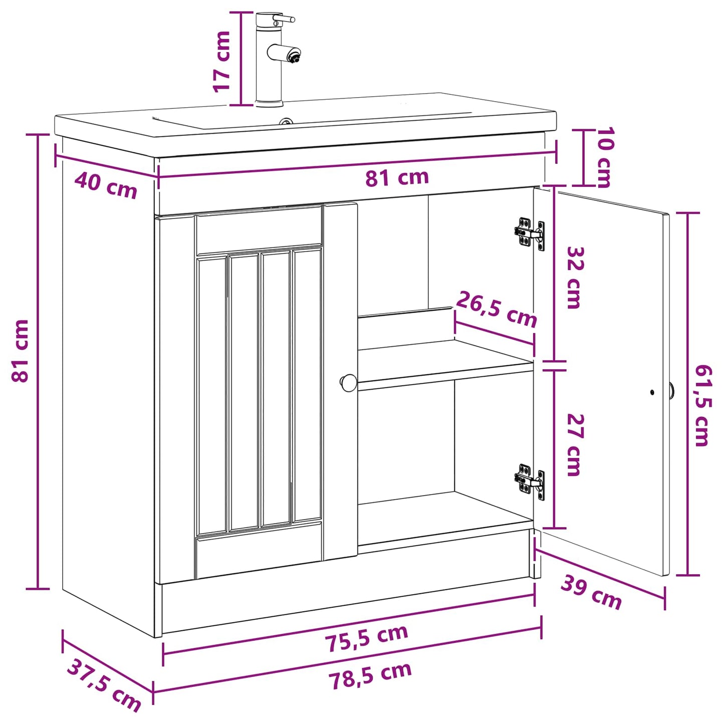 Badezimmermöbel-Set Sonoma-Eiche 78,5 x 37,5 x 81 cm