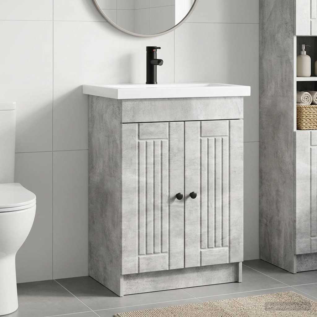 Badezimmermöbel-Set Betongrau 78,5 x 37,5 x 81 cm Holzwerkstoff