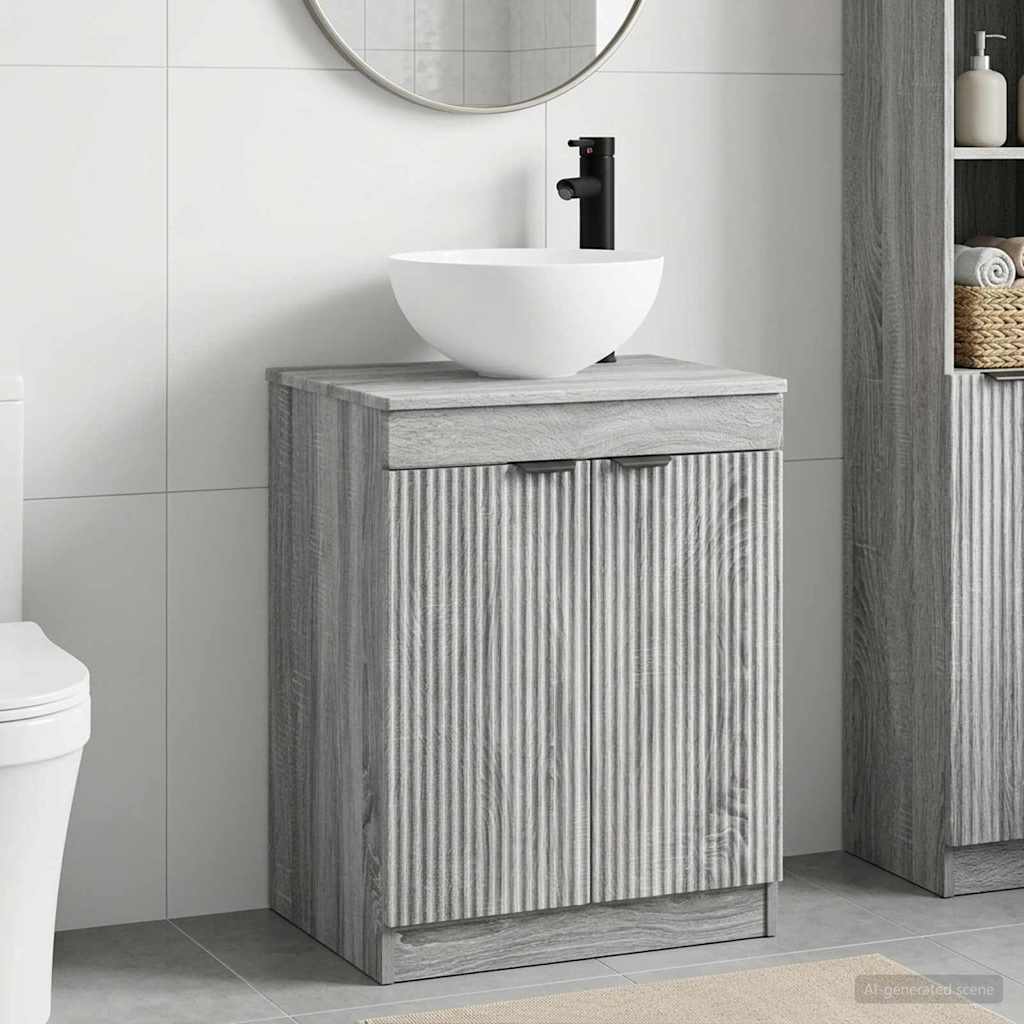Badezimmermöbel-Set Grau Sonoma Holzwerkstoff
