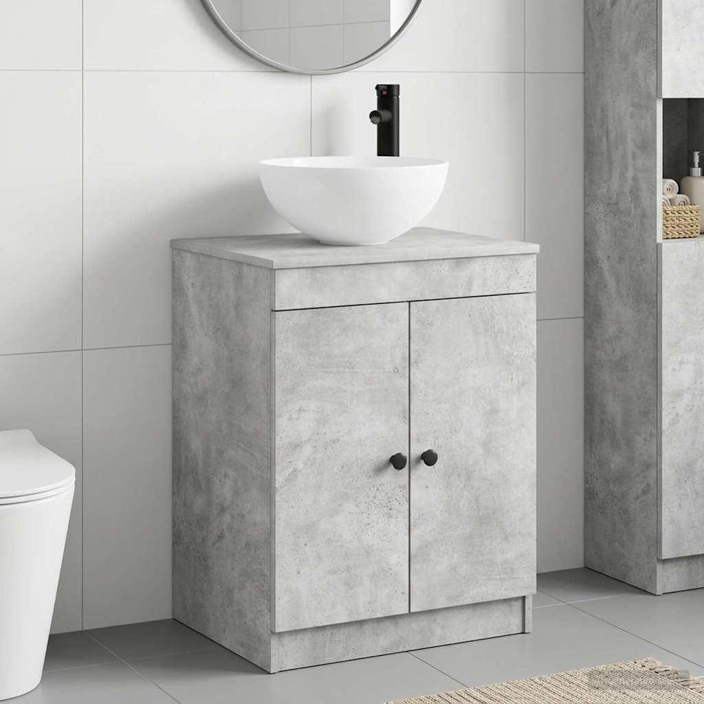 Badezimmermöbel-Set Betongrau Holzwerkstoff