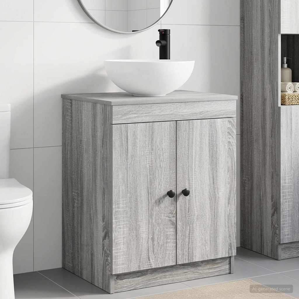 Badezimmermöbel-Set Grau Sonoma Holzwerkstoff