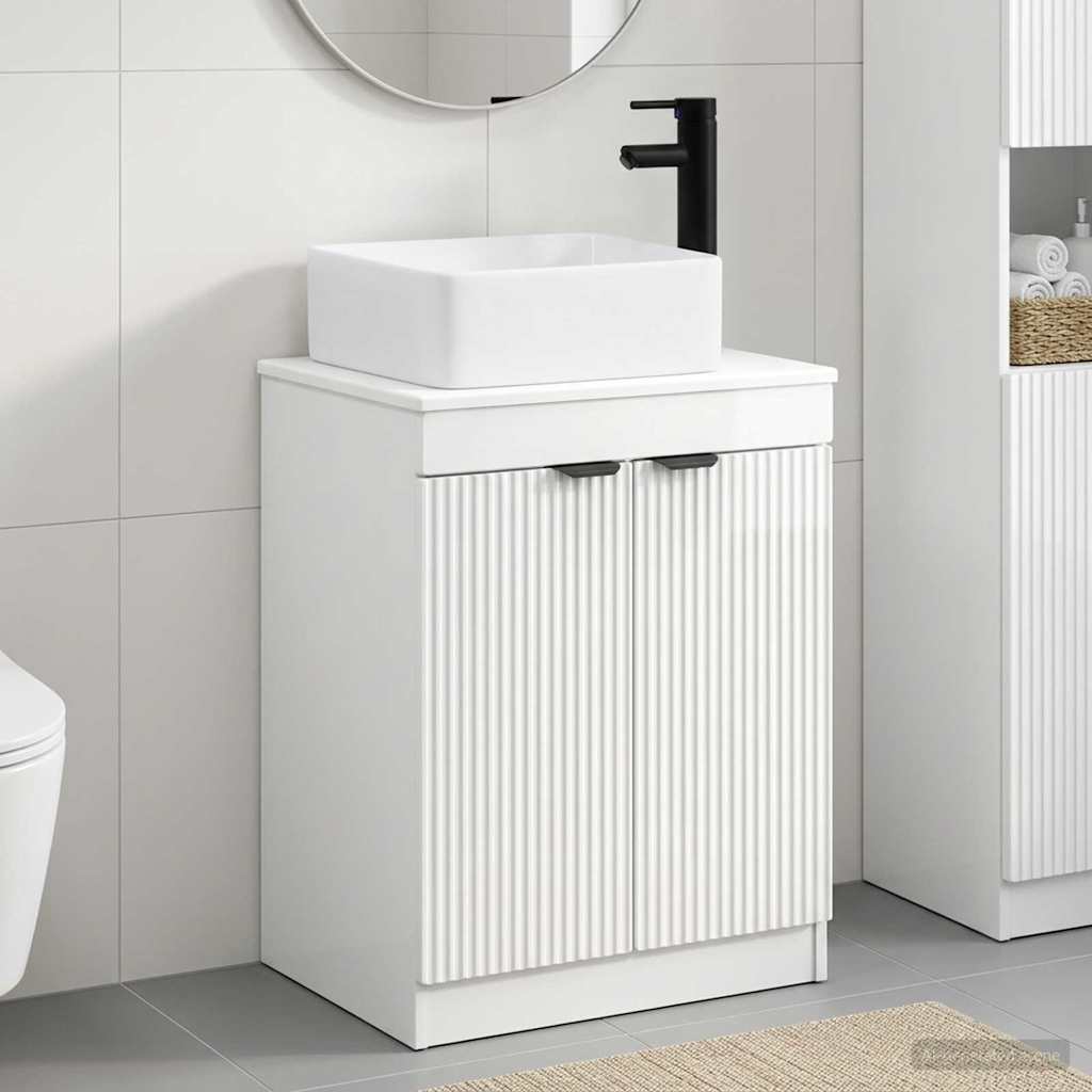 Badezimmermöbel-Set Hochglanz Weiß Holzwerkstoff