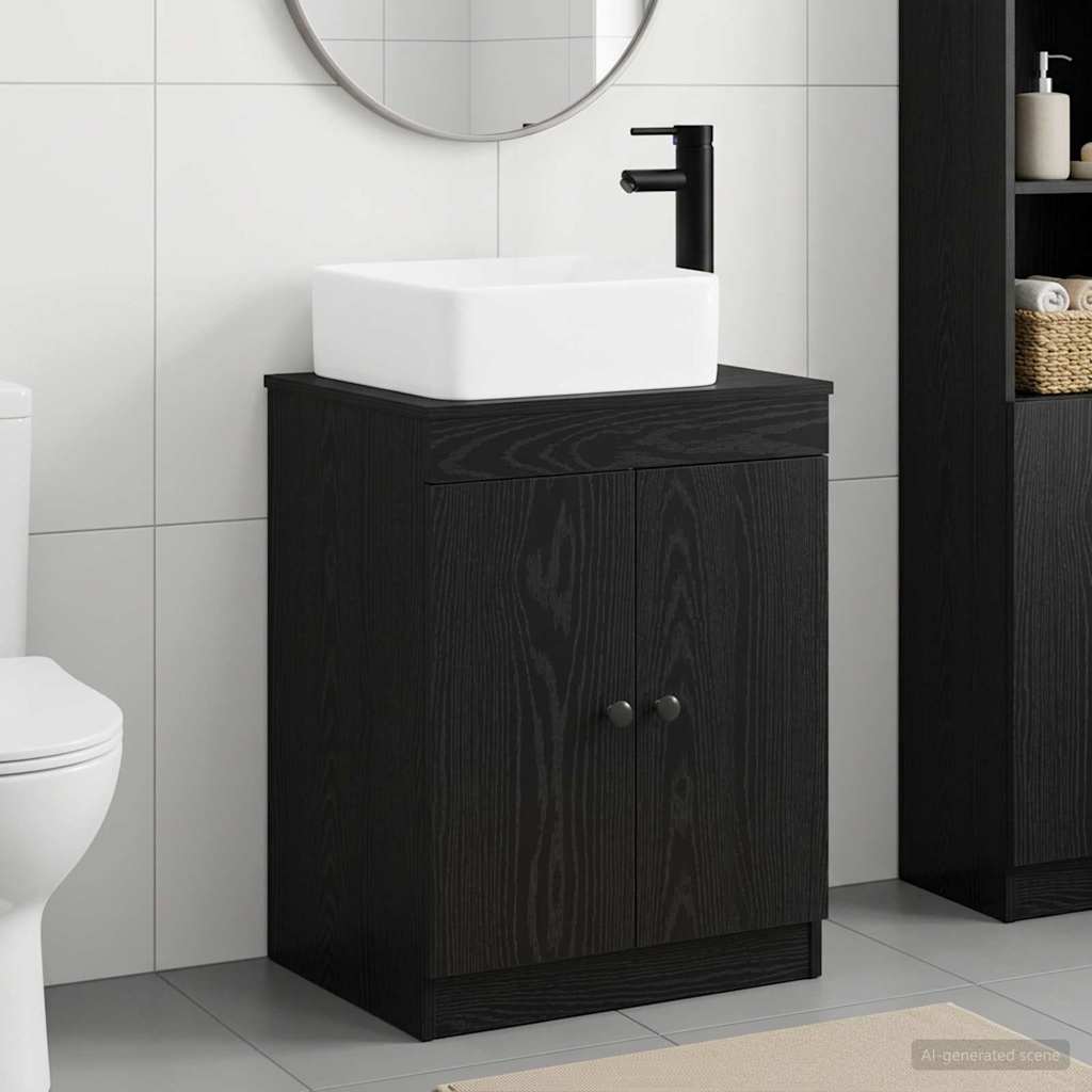 Badezimmermöbel-Set Schwarze Eiche Holzwerkstoff